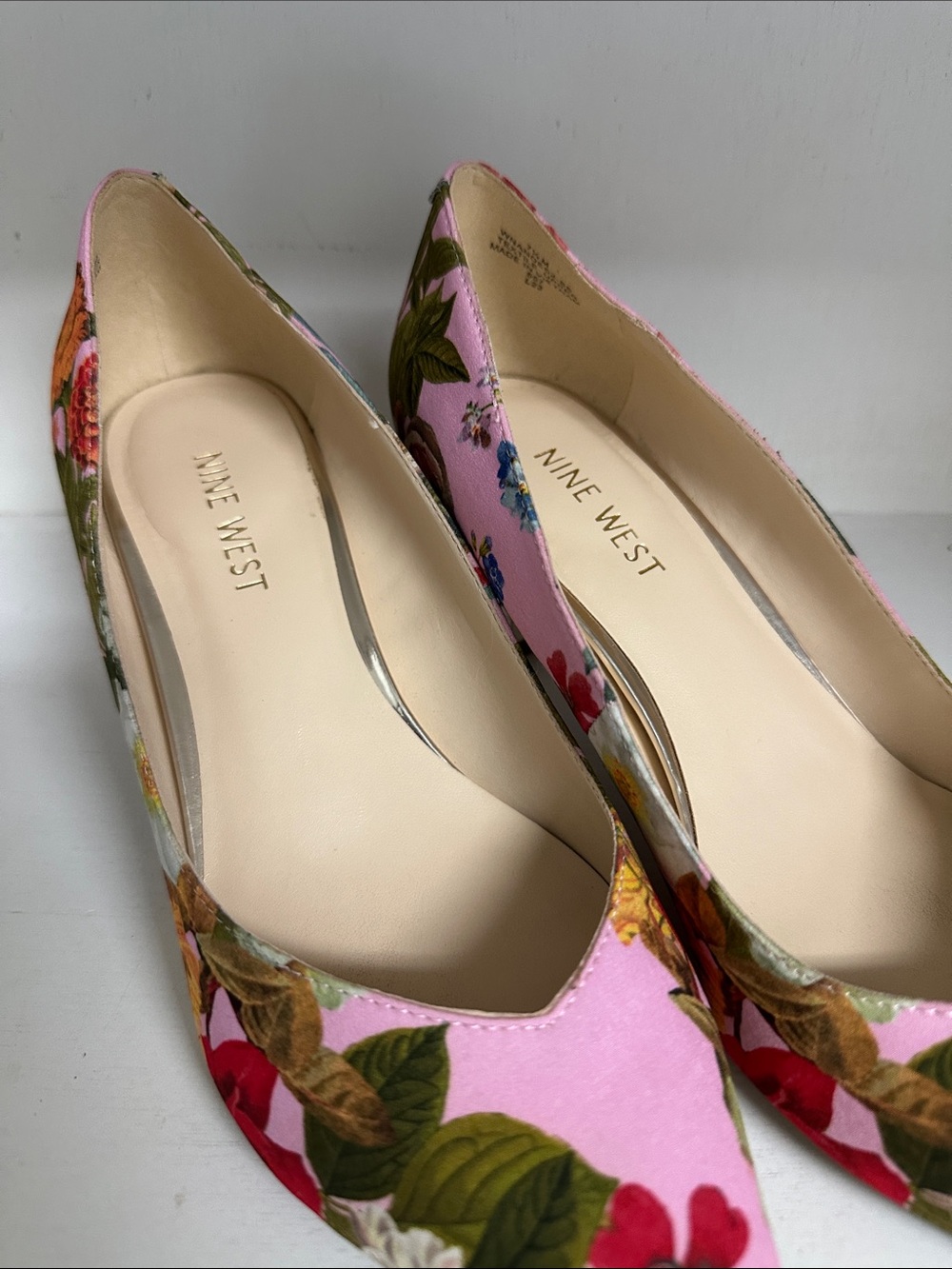 Nine West Pink Floral Pointed-Toe Heels - Picture 3 of 9